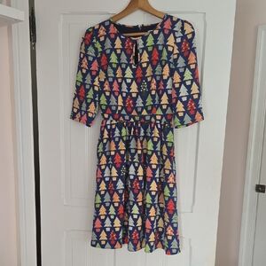 Colorful Tree Print Fervour Dress